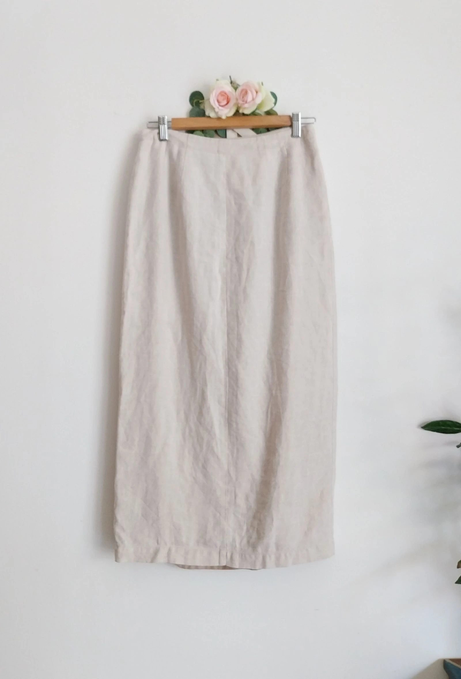 Falda larga estilo envolvente vintage de los años 80 en lino irlandés Talla 38 – photo 9
